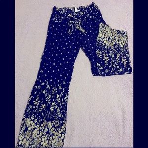Navy Blue Flower Pants